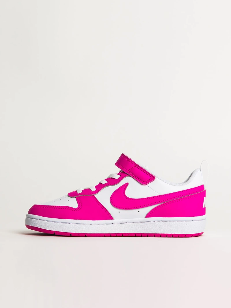 KIDS NIKE COURT BOROUGH LOW RECRAFT SHOES - WHITE/LASER FUCHSIA
