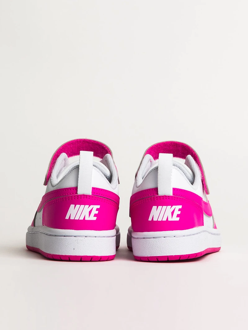 KIDS NIKE COURT BOROUGH LOW RECRAFT SHOES - WHITE/LASER FUCHSIA