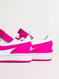 KIDS NIKE COURT BOROUGH LOW RECRAFT SHOES - WHITE/LASER FUCHSIA