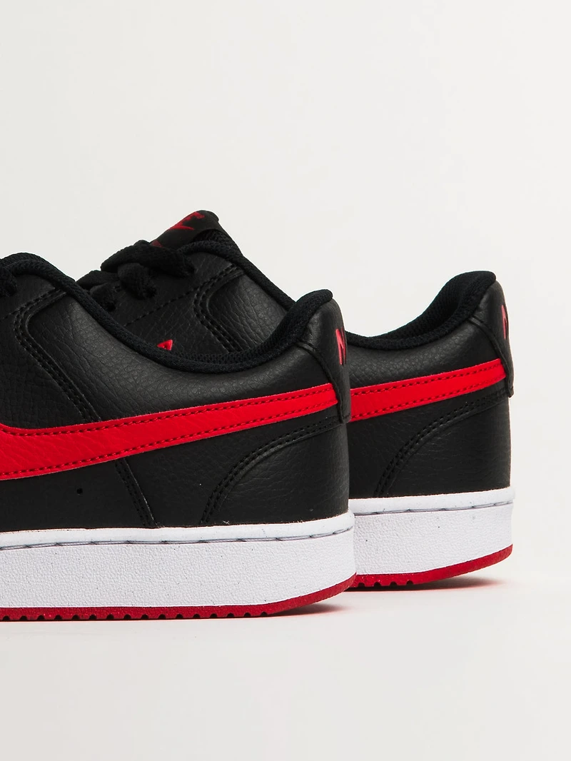 MENS NIKE COURT VISION LOW SNEAKER - BLACK/WHITE/UNIVERSITY RED