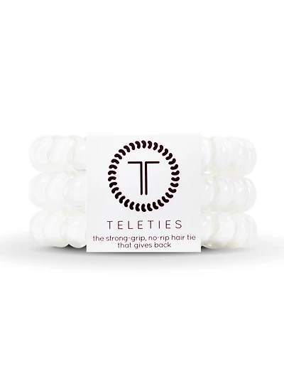 TELETIES HAIR TIE LARGE - COCONUT WHITE - CLEARANCE