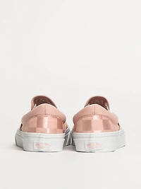 WOMENS VANS CLASSIC SLIP ON SATIN SHOES - PINK CHECKER