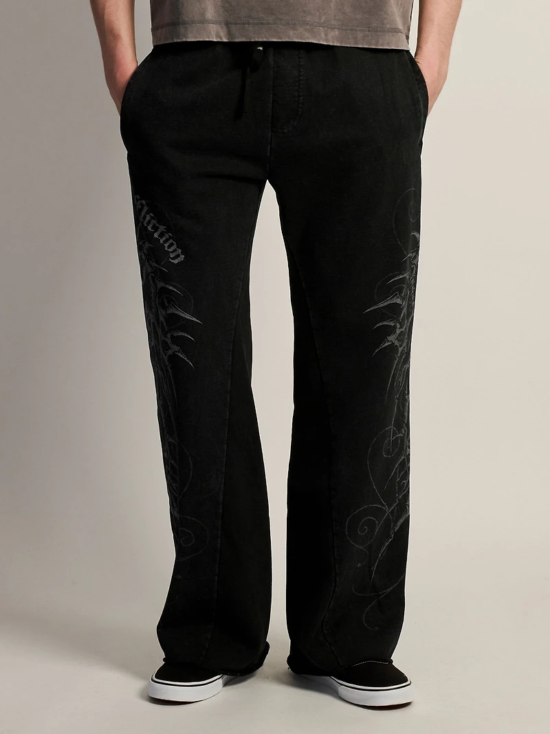 AFFLICTION SKELETON BAGGY SWEATPANT -NOIR