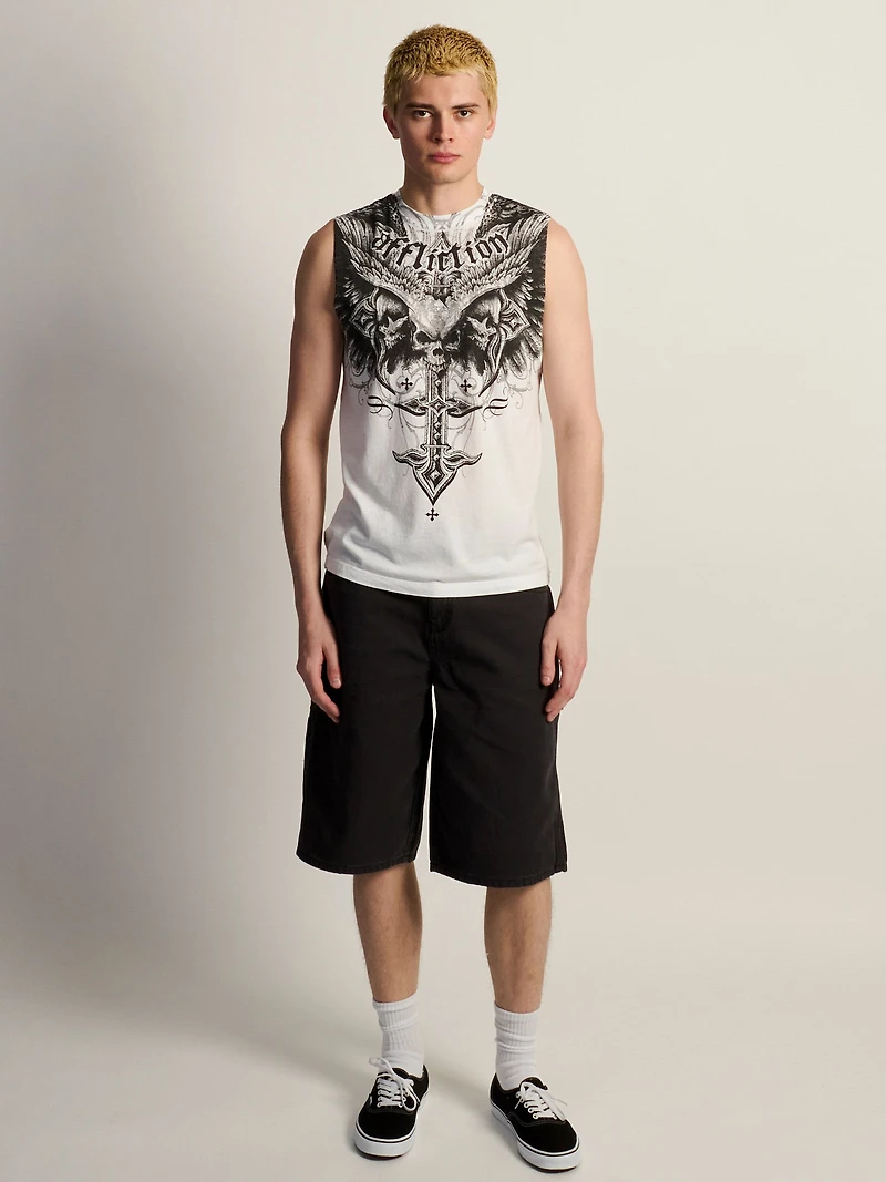 AFFLICTION DEATH EYES MUSCLE TANK -BLANC