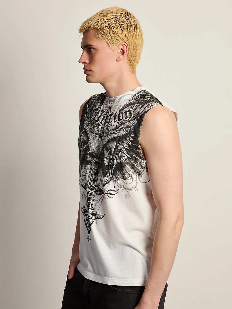 AFFLICTION DEATH EYES MUSCLE TANK -BLANC
