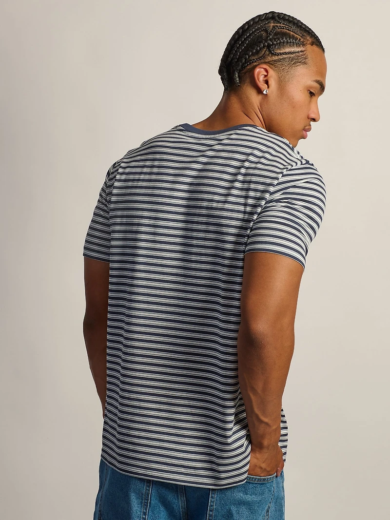 BOATHOUSE STRIPED VICTOR CREWNECK TEE - CHARCOAL NAVY