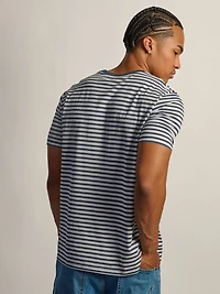 BOATHOUSE STRIPED VICTOR CREWNECK TEE - CHARCOAL NAVY