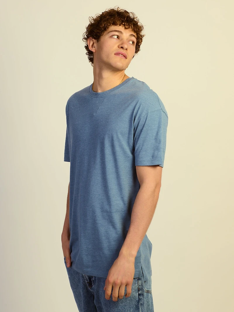 LONG FIT TEE - HEATHER BLUE