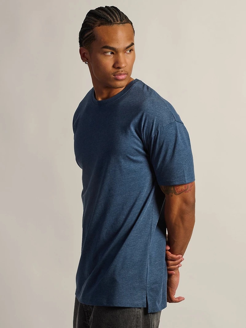 LONG FIT TEE - HEATHER NAVY