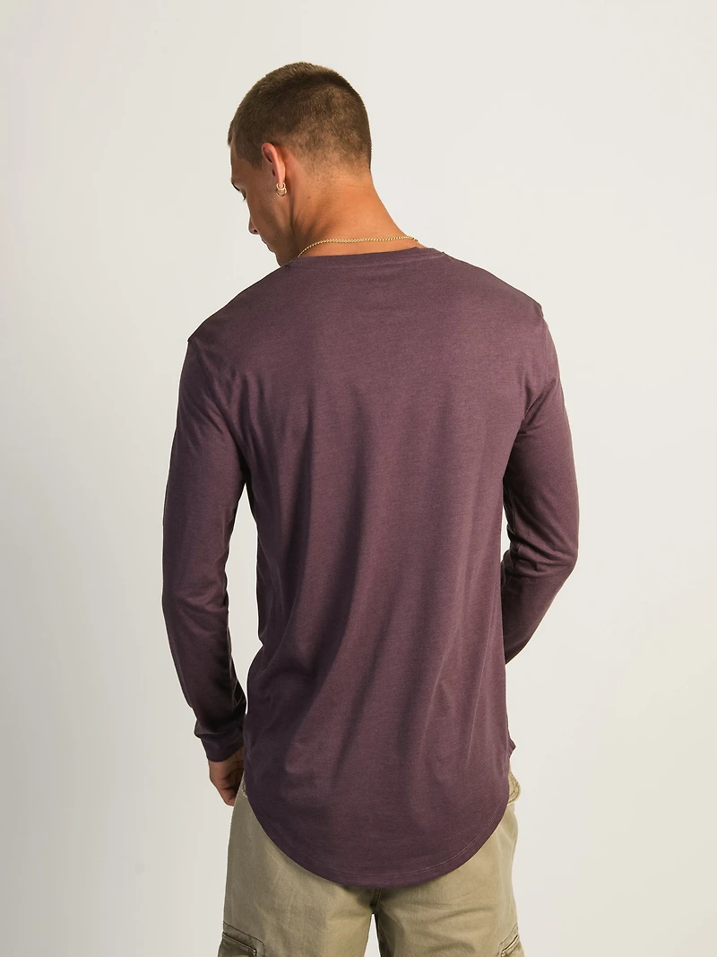 LONG SLEEVE LONGLINE TEE - PLUM CLEARANCE