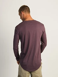 LONG SLEEVE LONGLINE TEE - PLUM CLEARANCE