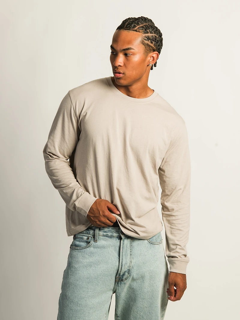 LONG SLEEVE TEE - PEBBLE