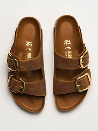 WOMENS BIRKENSTOCK ARIZONA BIG BUCKLE OILED LEATHER SANDALS - MEDIUM/N