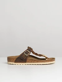 WOMENS BIRKENSTOCK GIZEH BRAIDED LEATHER SANDALS - REGULAR COGNAC