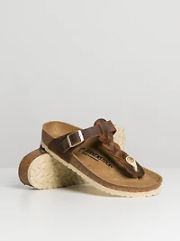 WOMENS BIRKENSTOCK GIZEH BRAIDED LEATHER SANDALS - REGULAR COGNAC
