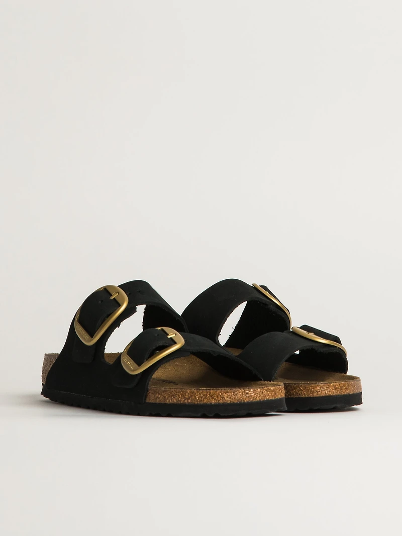 WOMENS BIRKENSTOCK ARIZONA BIG BUCKLE NUBUCK SANDALS - BLACK