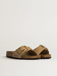WOMENS BIRKENSTOCK MADRID BIG BUCKLE NUBUCK SANDAL - SAND