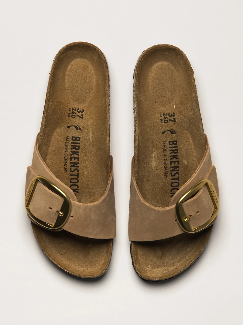 WOMENS BIRKENSTOCK MADRID BIG BUCKLE NUBUCK SANDAL - SAND