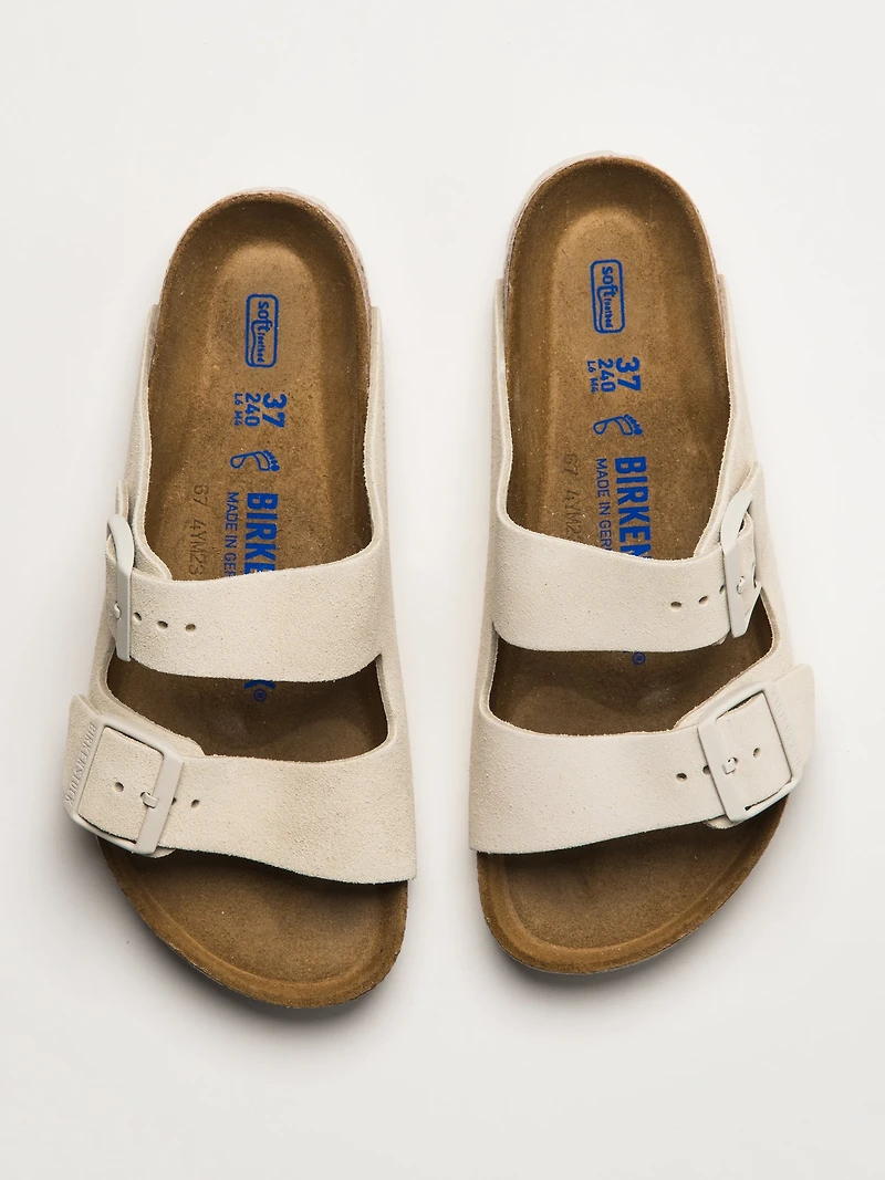 WOMENS BIRKENSTOCK ARIZONA SOFT FOOTBED SUEDE SANDALS - REGULAR ANTI