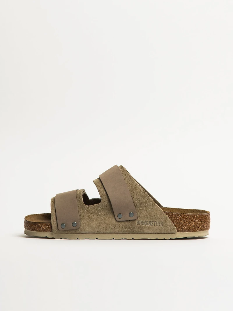 MENS BIRKENSTOCK UJI SUEDE NUBUCK SANDALS - REGULAR TAUPE