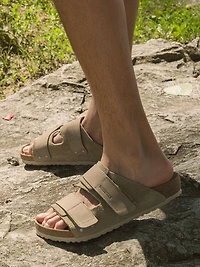MENS BIRKENSTOCK UJI SUEDE NUBUCK SANDALS - REGULAR TAUPE