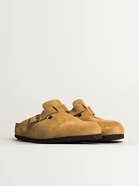 WOMENS BIRKENSTOCK BOSTON SUEDE CLOG - MEDIUM/NARROW LATTE CREAM