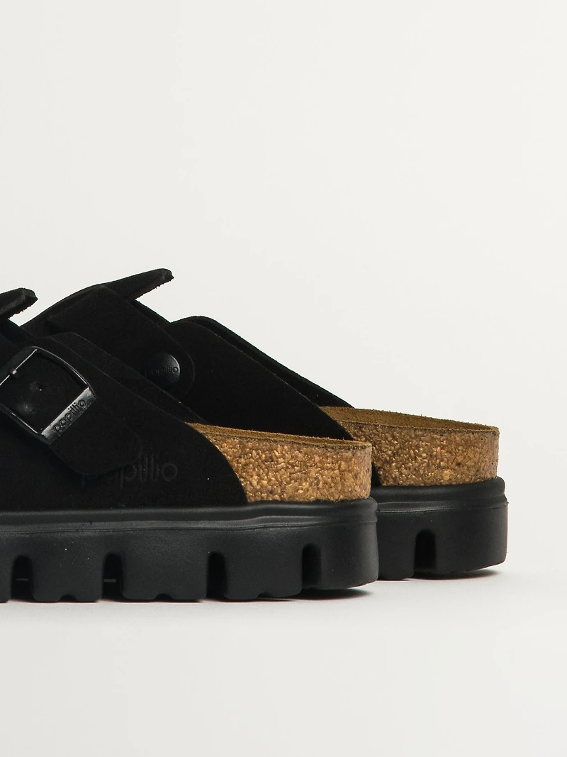 WOMENS BIRKENSTOCK BOSTON CHUNKY SUEDE - BLACK