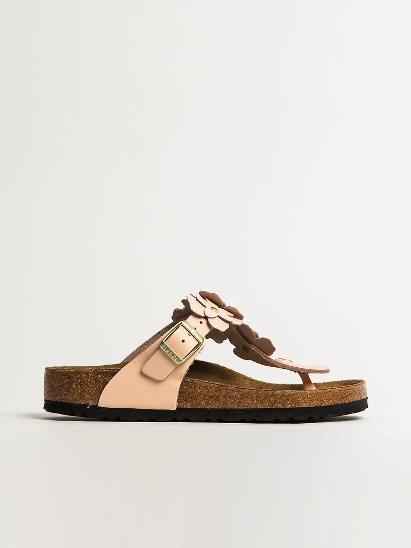 SANDALES BIRKENSTOCK GIZEH FLOWER EN CUIR POUR FEMMES - ROSE CLAIR