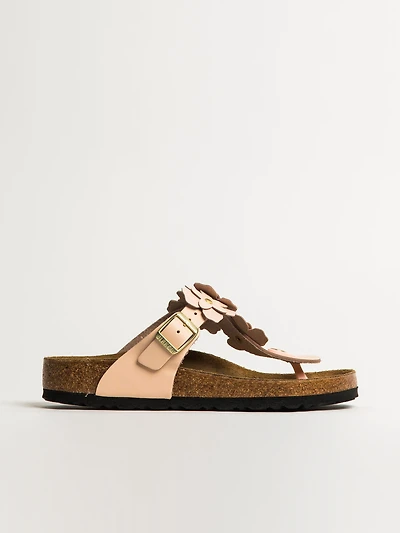 SANDALES BIRKENSTOCK GIZEH FLOWER EN CUIR POUR FEMMES - ROSE CLAIR