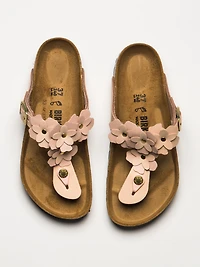 SANDALES BIRKENSTOCK GIZEH FLOWER EN CUIR POUR FEMMES - ROSE CLAIR
