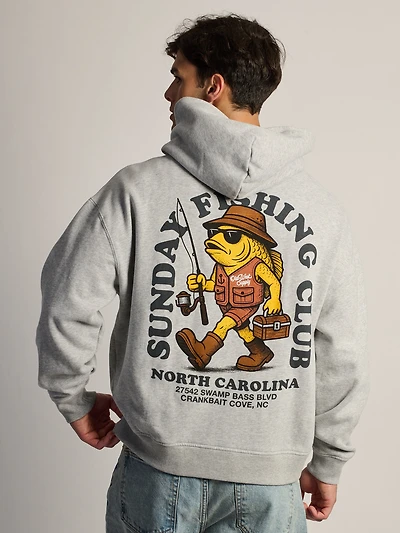 SUNDAY FISHING RELAXED FIT HOODIE - HEATHER GREY