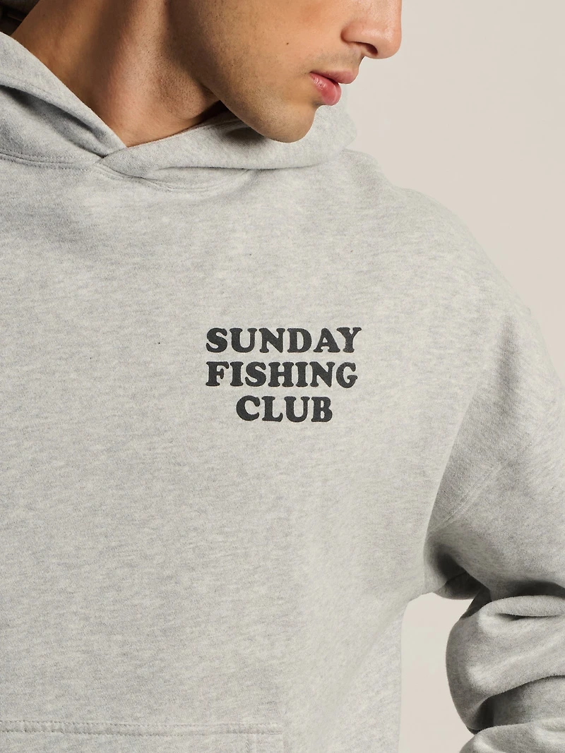SUNDAY FISHING - SWEAT À CAPUCHE COUPE DÉCONTRACTÉE GRIS CHINÉ
