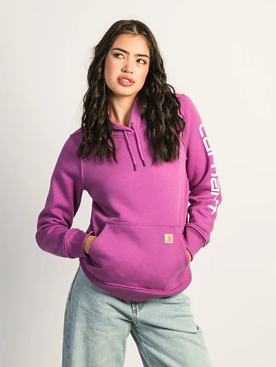 CARHARTT LOGO SLEEVE PULL OVER HOODIE - LIGHT PINK