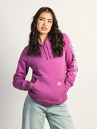 CARHARTT LOGO SLEEVE PULL OVER HOODIE - LIGHT PINK