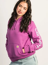 CARHARTT LOGO SLEEVE PULL OVER HOODIE - LIGHT PINK