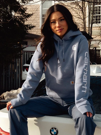 PULL OVER À CAPUCHE AVEC LOGO CARHARTT - WISTERIA