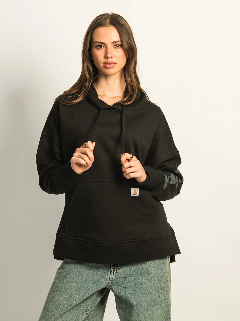 CARHARTT OVERSIZED MIDWEIGHT HEART GRAPHIC HOODIE - NOIR