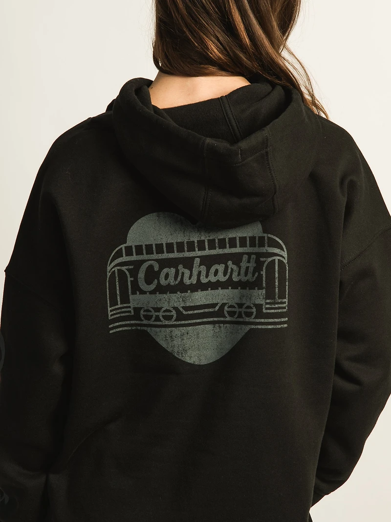 CARHARTT OVERSIZED MIDWEIGHT HEART GRAPHIC HOODIE - NOIR