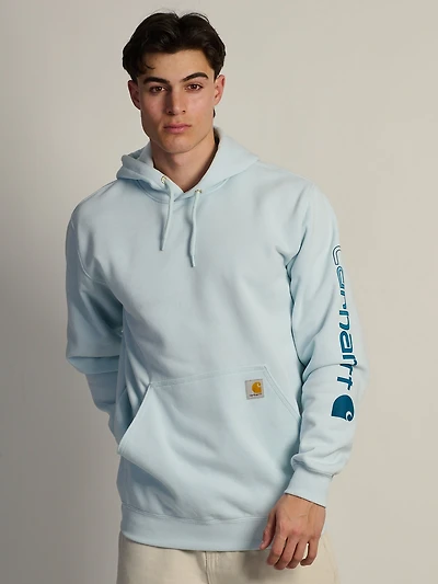 CARHARTT LOGO SLEEVE PULL OVER HOODIE - FOG