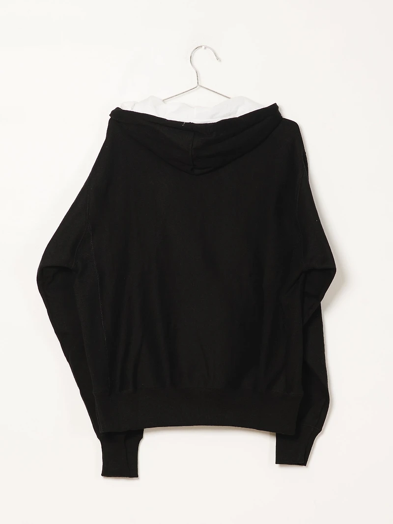 PULL-OVER À DOUBLE CAPUCHE TISSAGE INVERSÉ POUR HOMME