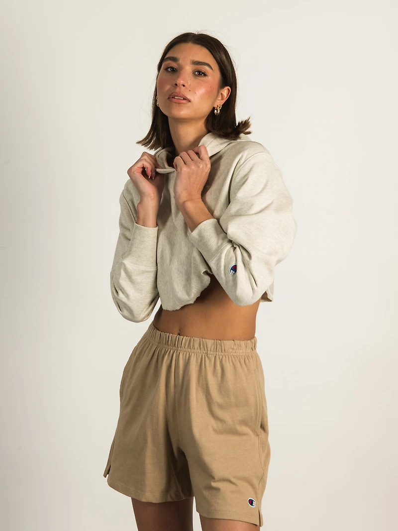 CHAMPION REVERSE WEAVE CROP CURVE HEM HOODIE - CLEARANCE
