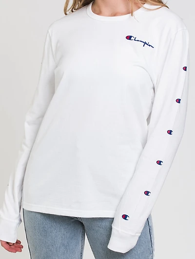 T-SHIRT À MANCHES LONGUES AVEC LOGO BRODÉ POUR FEMMES