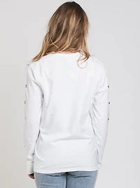 T-SHIRT À MANCHES LONGUES AVEC LOGO BRODÉ POUR FEMMES