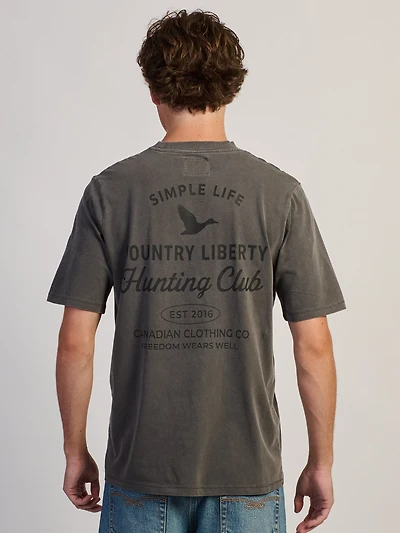 COUNTRY LIBERTY HUNTING CLUB TEE - WASHED GREY