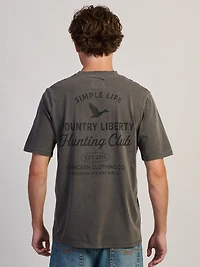 COUNTRY LIBERTY HUNTING CLUB TEE - WASHED GREY