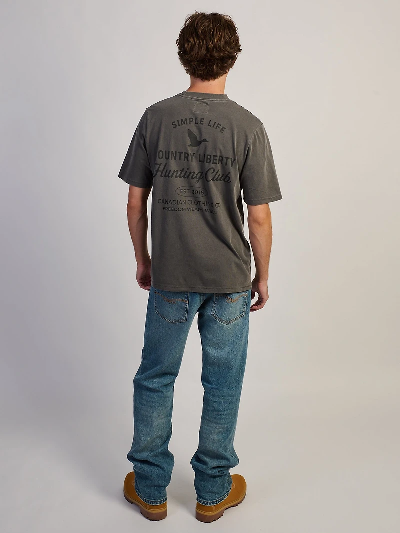 COUNTRY LIBERTY HUNTING CLUB TEE - WASHED GREY