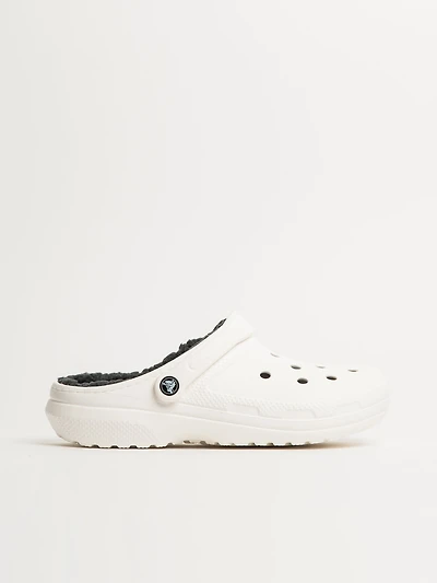 WOMENS CROCS CLASSIC LINED CLOG - WHITE/GREY