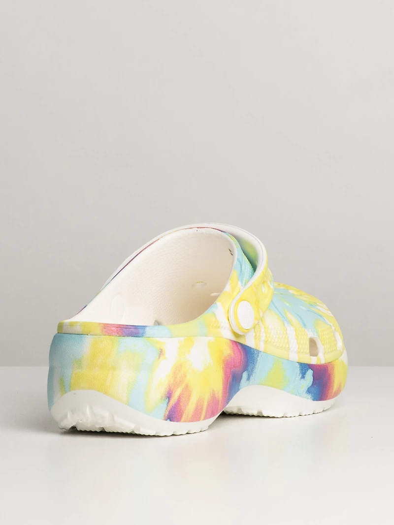 WOMENS CROCS CLASSIC TIE DYE PLATFORM CLOGS - CLEARANCE