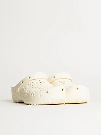 WOMENS CROCS CLASSIC FLORAL CUTOUT CLOG - CHALK