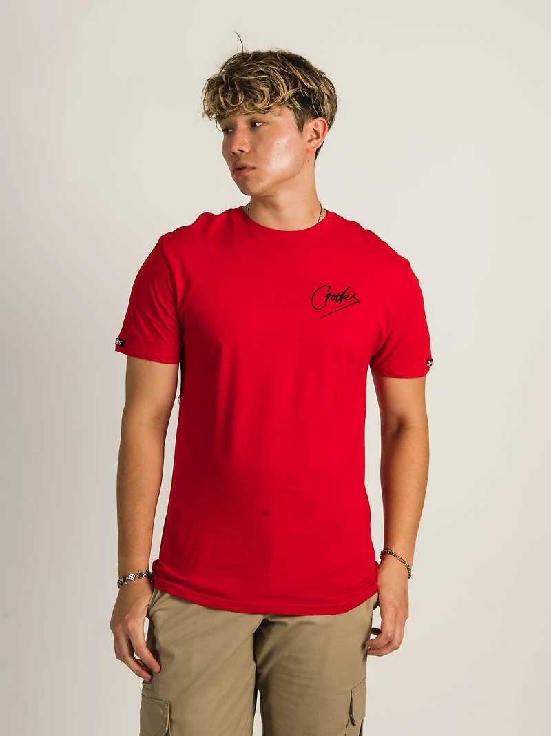 CROOKS & CASTLES SCRIPT EMBROIDERED T-SHIRT - CLEARANCE
